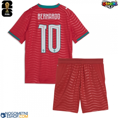Otroški Nogometni dresi Portugalska Bernardo Silva #10 Domači SP 2026 Kratek Rokav (+ Kratke hlače)